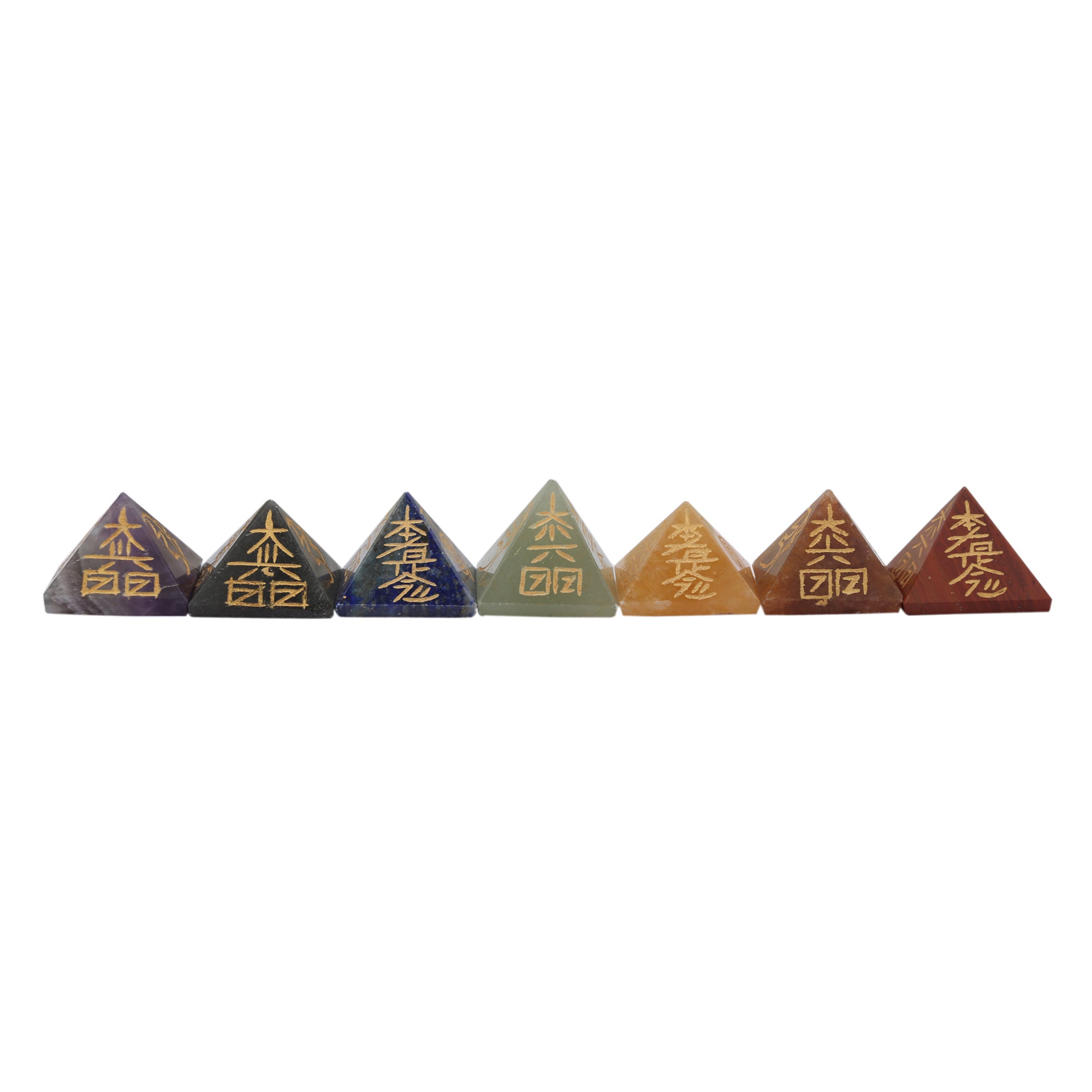 Healing Crystals - Seven Chakra Reiki Pyramid Set | USA & UK