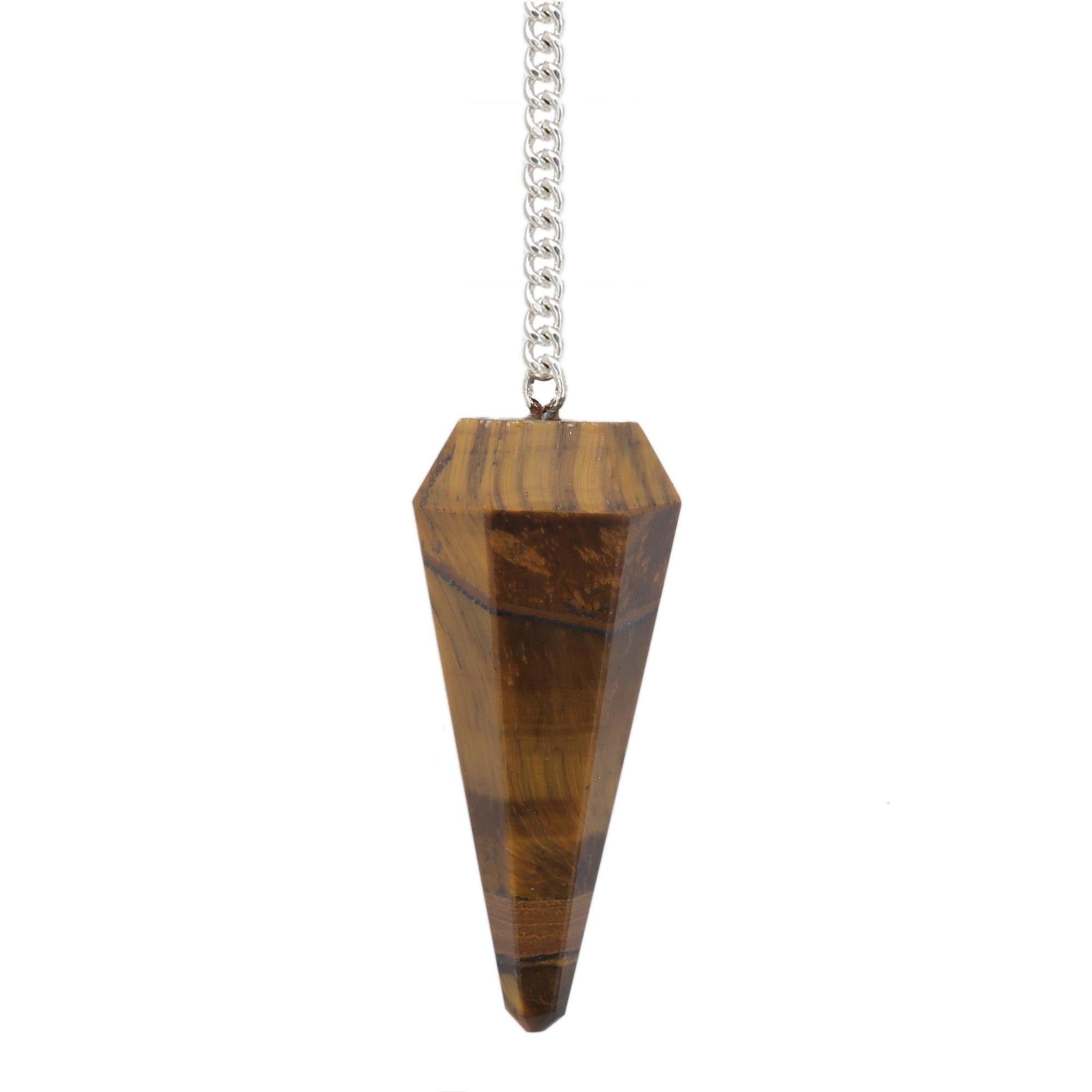 Healing Crystals India | Wholesale Tiger Eye 6 Faceted Pendulum