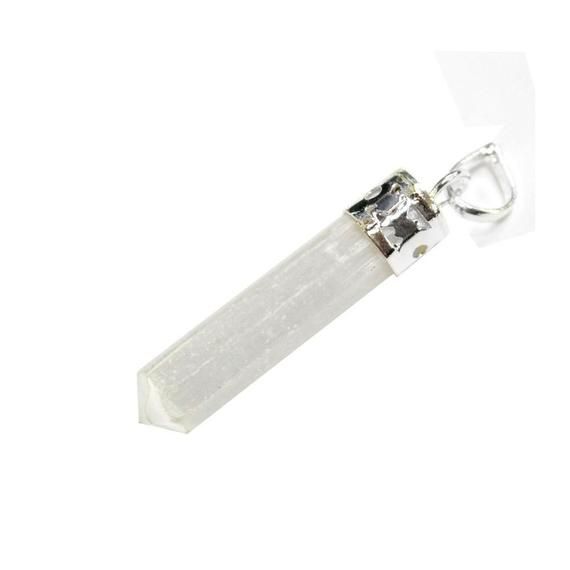 White Selenite Pencil Pendant
