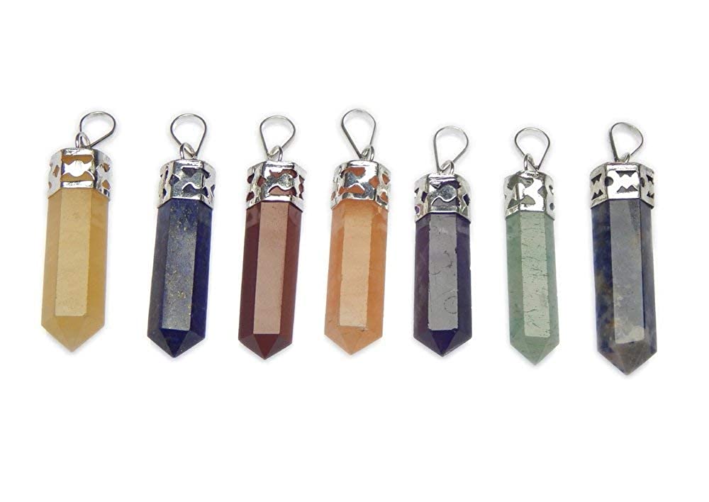 Healing Crystals - Wholesale Seven Chakra Pencil Pendant Set