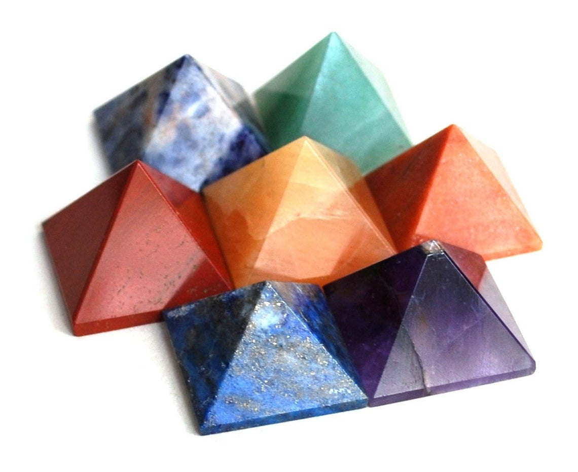 Healing Crystals - Wholesale Seven Chakra Pyramid Set 1 Inches