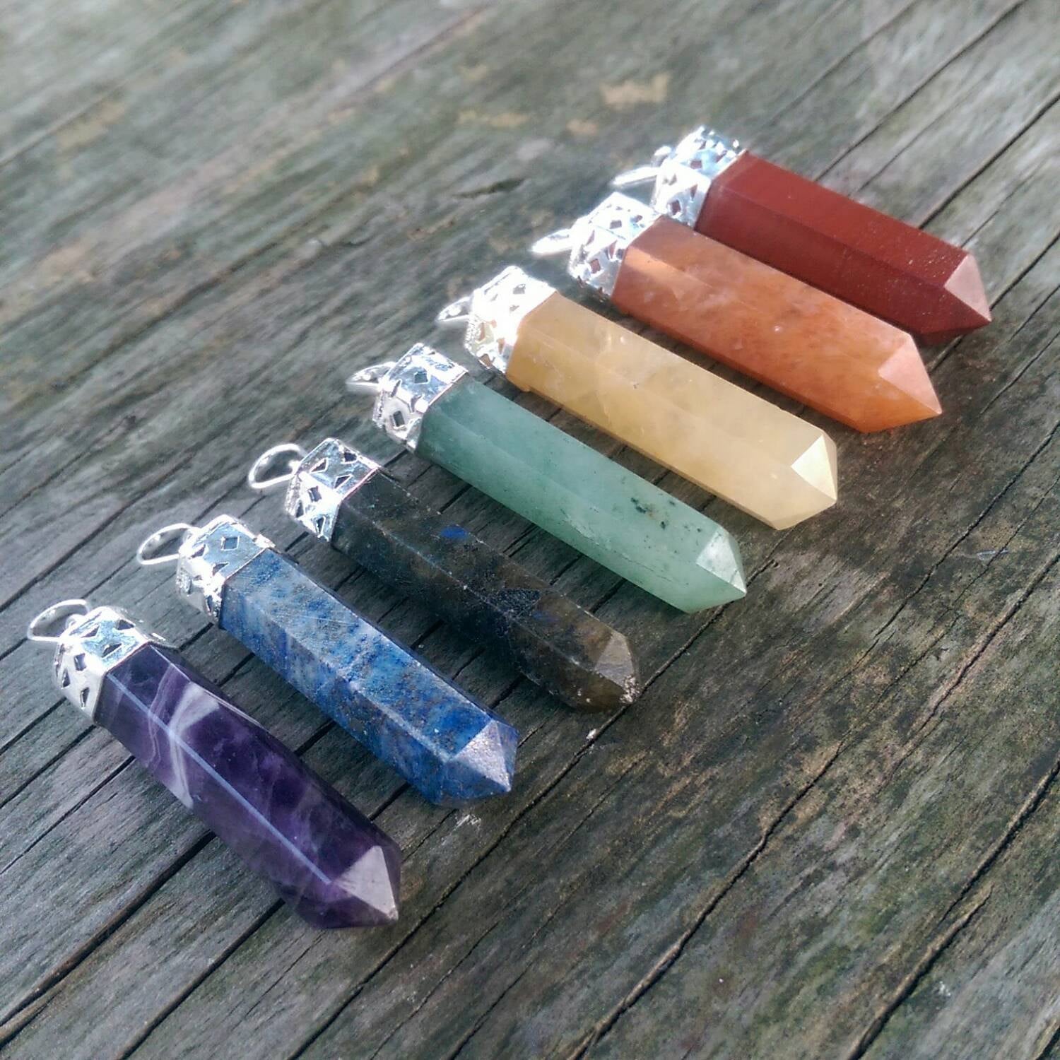 Healing Crystals - Wholesale Seven Chakra Pencil Pendant Set