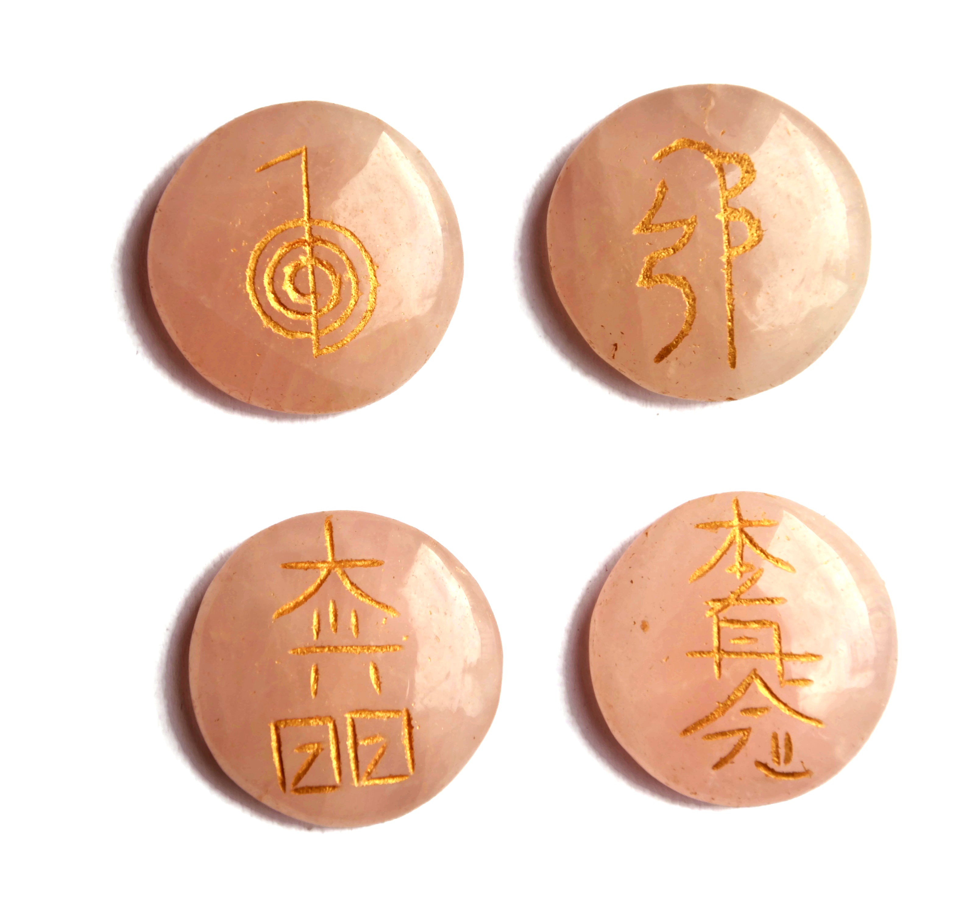 Rose Quartz Round Reiki Symbol Set