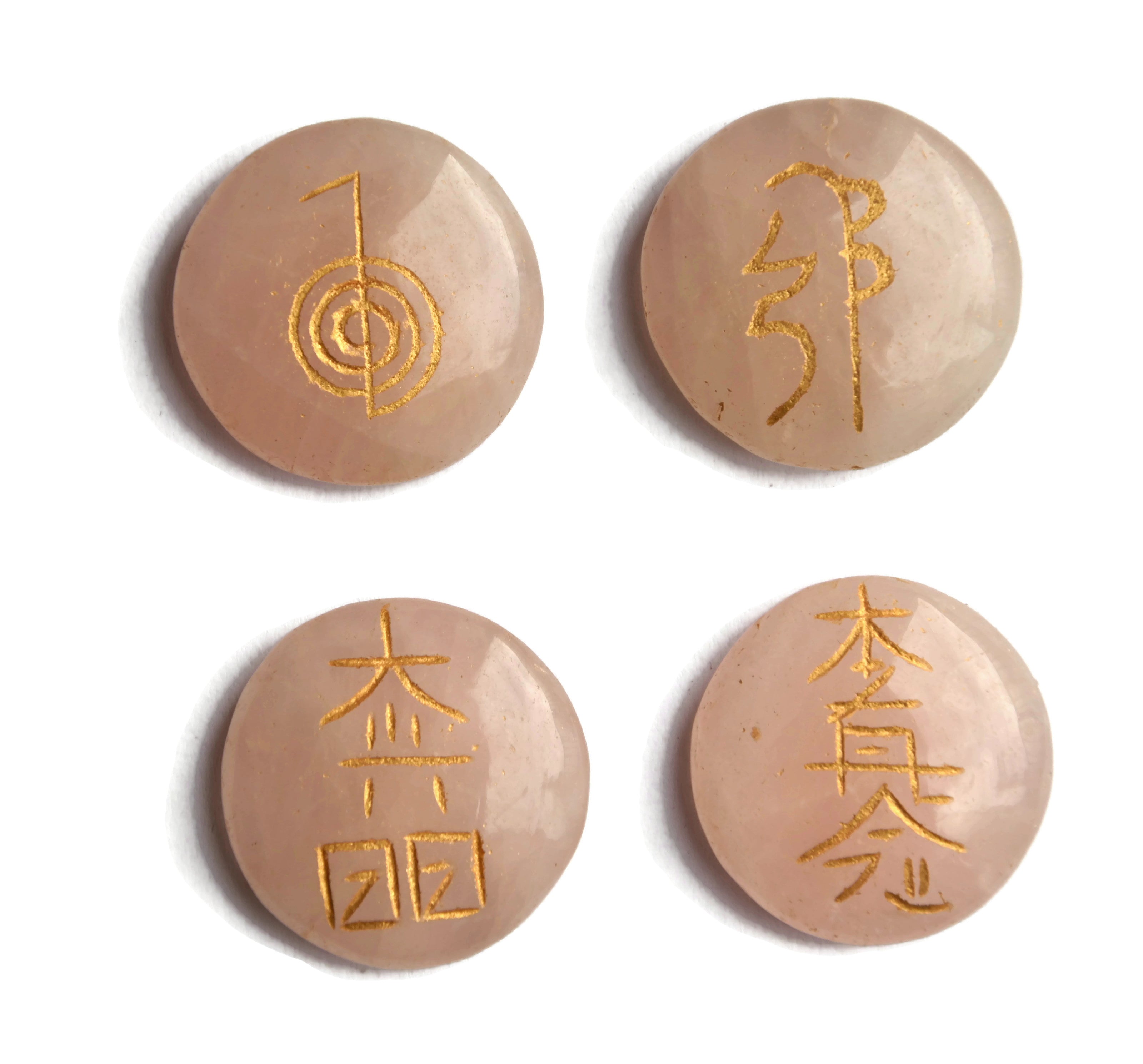 Rose Quartz Round Reiki Symbol Set