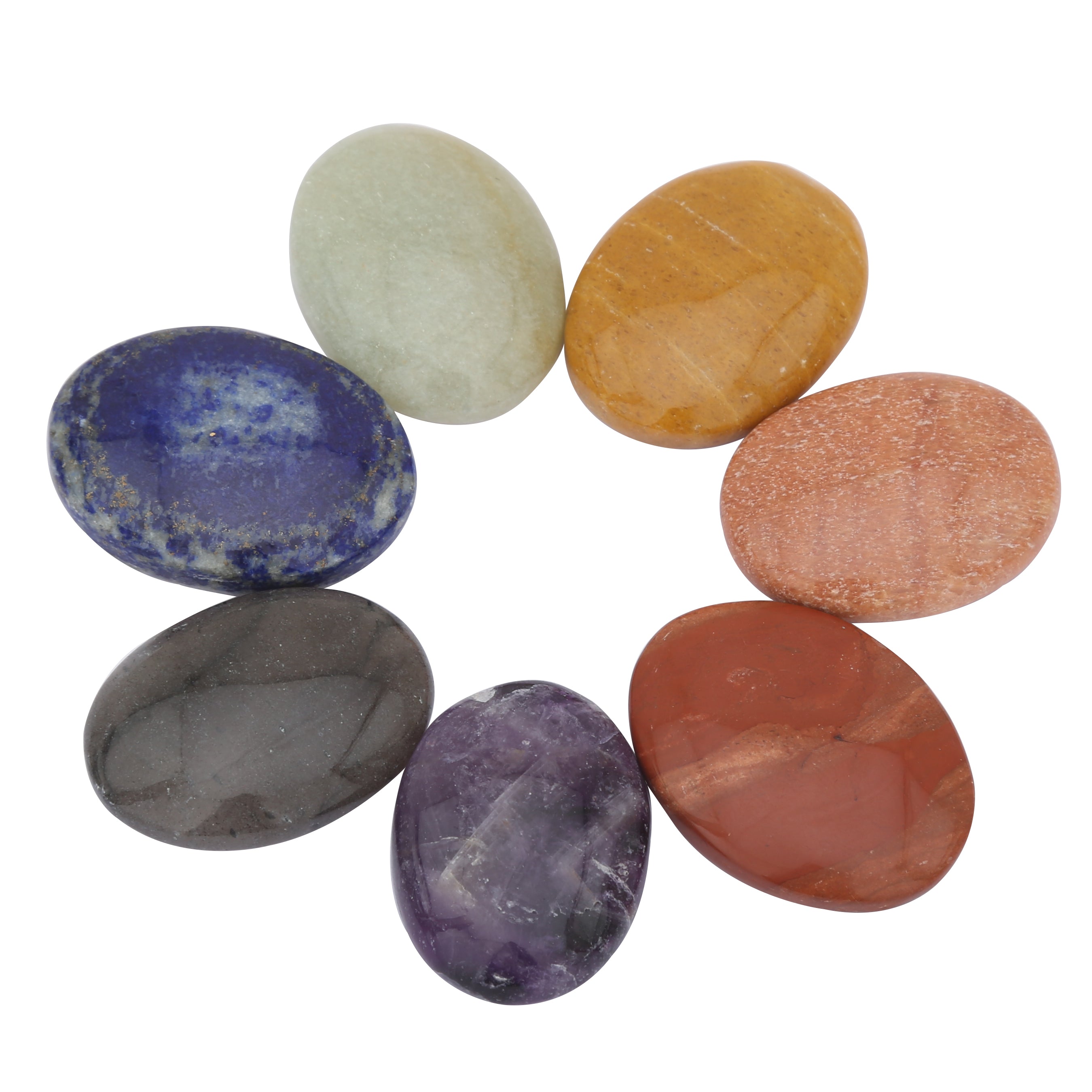 Healing Crystals - Wholesale Seven Chakra Oval Without Symbol Set