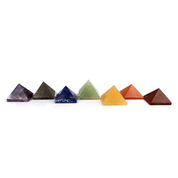 Healing Crystals - Wholesale Seven Chakra Pyramid Symbol Set 1 Inches