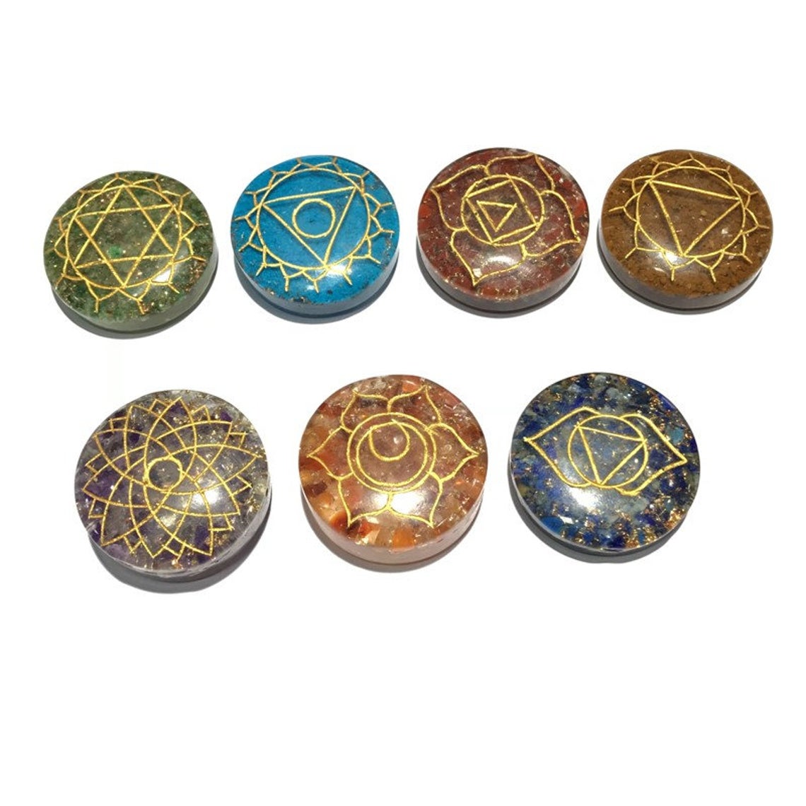 Healing Crystals - Wholesale Seven Chakra Orgone Round Set