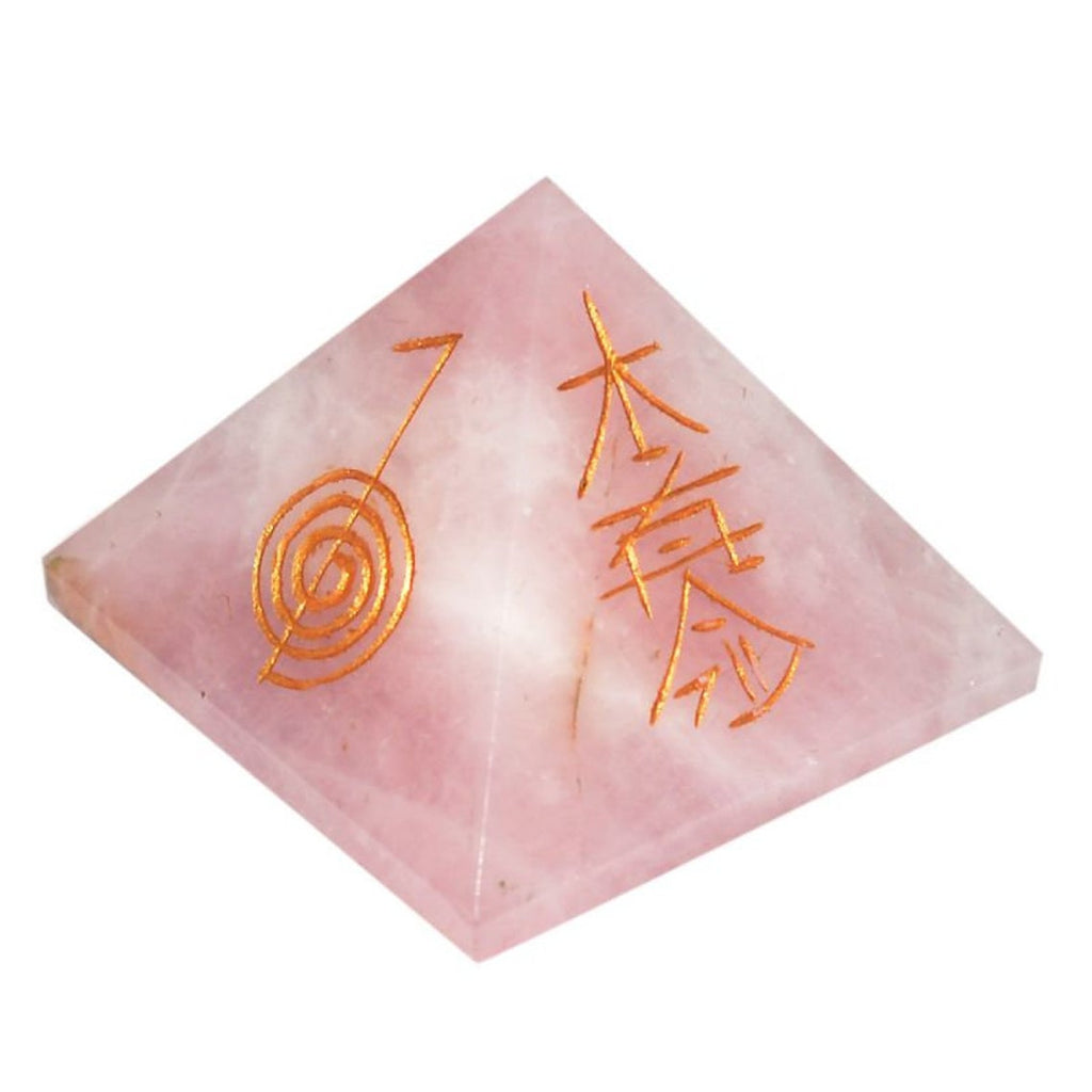 Healing Crystals - Rose Quartz Reiki Gemstone Pyramid 25-30 MM