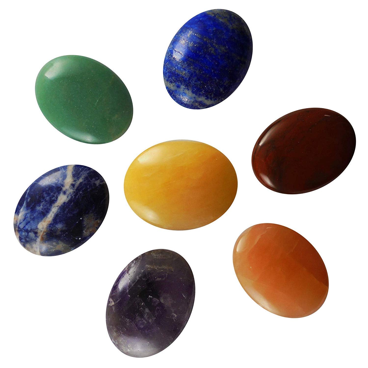 Healing Crystals - Wholesale Seven Chakra Oval Without Symbol Set