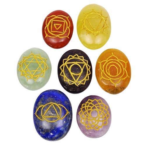 Healing Crystals - Wholesale Seven Chakra Oval Symbol Set