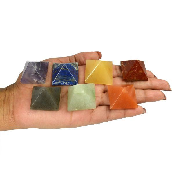 Healing Crystals - Wholesale Seven Chakra Pyramid Symbol Set 1 Inches