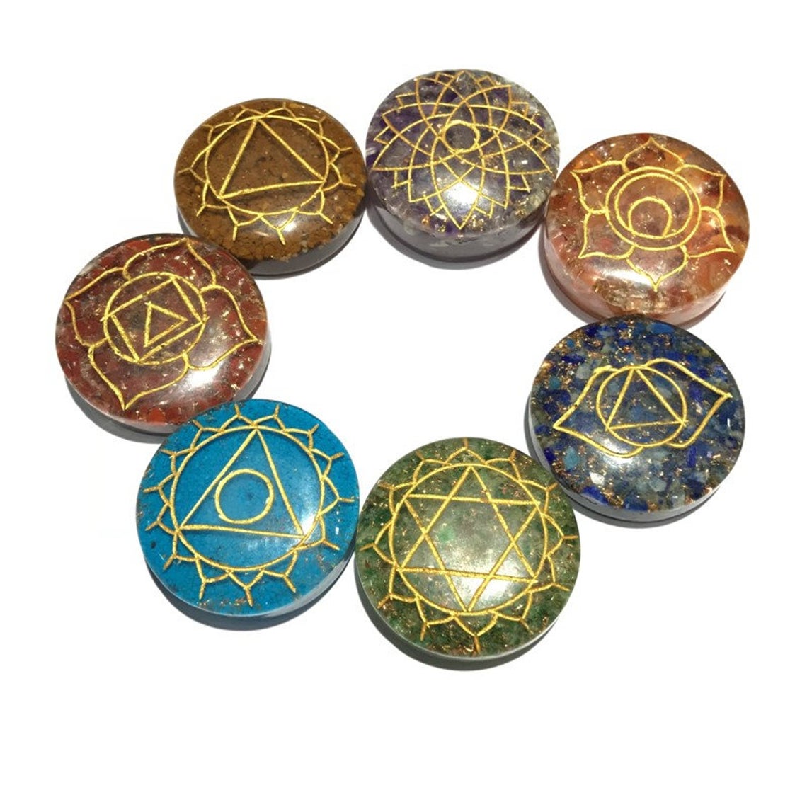 Healing Crystals - Wholesale Seven Chakra Orgone Round Set