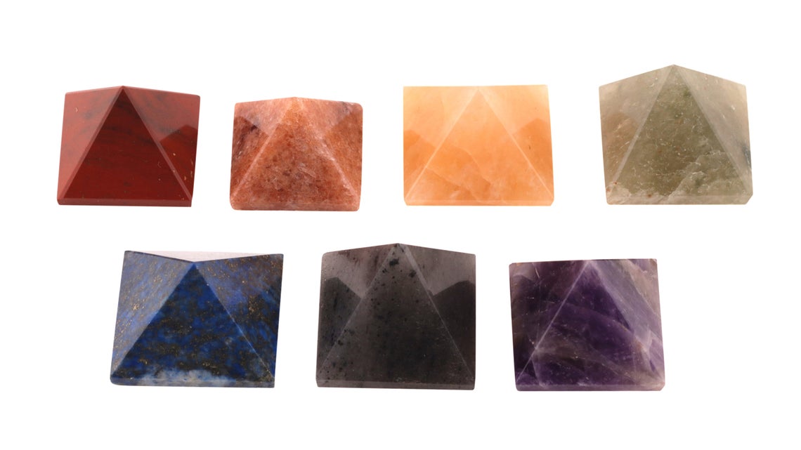 Healing Crystals - Wholesale Seven Chakra Pyramid Symbol Set 1 Inches