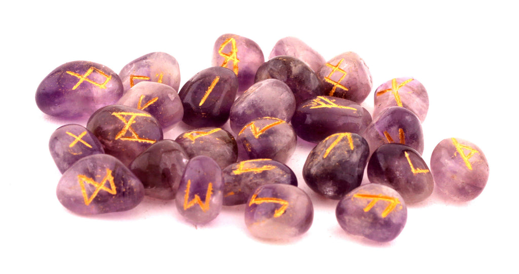 Healing Crystals - Amethyst Rune Stone Set