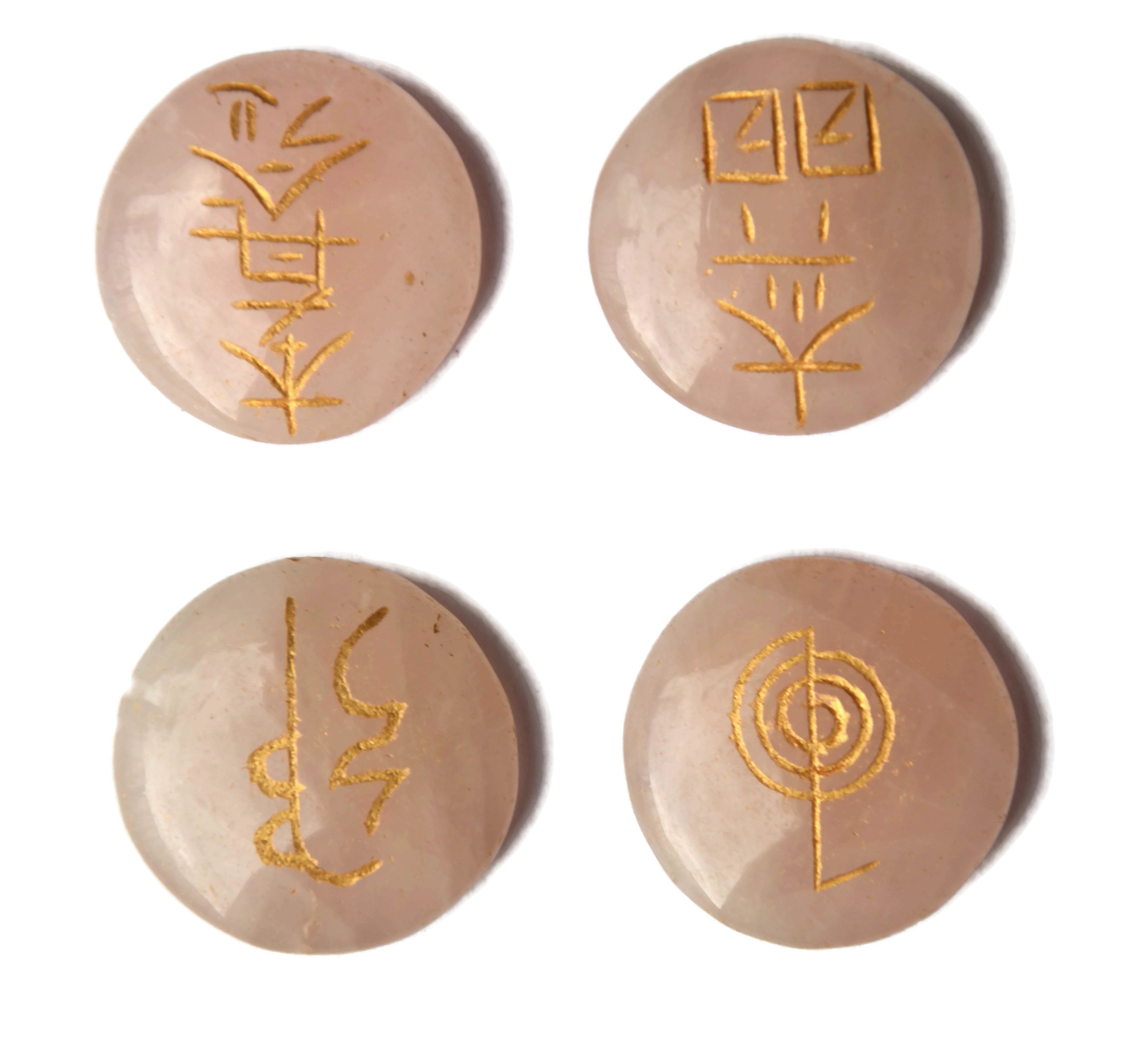 Rose Quartz Round Reiki Symbol Set