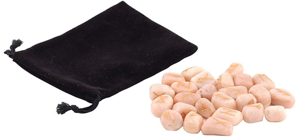 Healing Crystals - Peach Moonstone Rune Crystal Stone Set