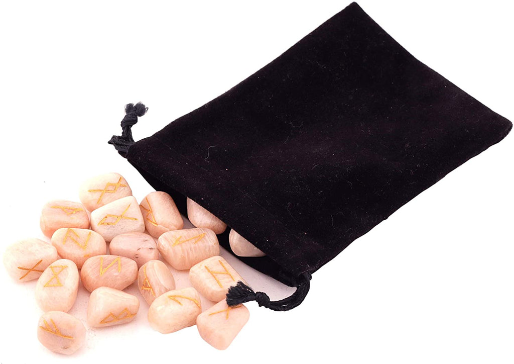 Healing Crystals - Peach Moonstone Rune Crystal Stone Set