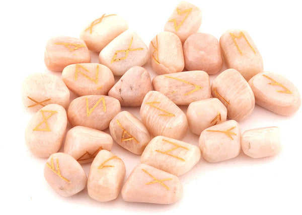 Healing Crystals - Peach Moonstone Rune Crystal Stone Set