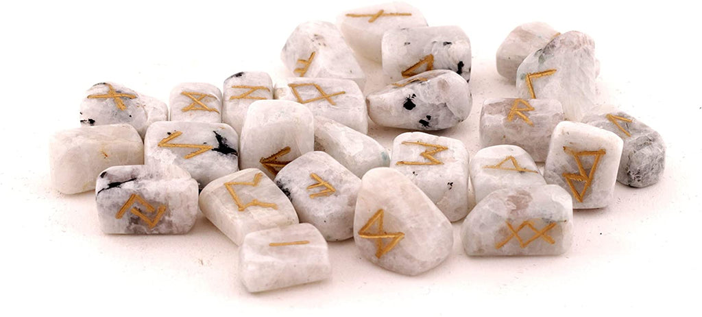 Healing Crystals India | Rainbow Moonstone Rune Stone Set