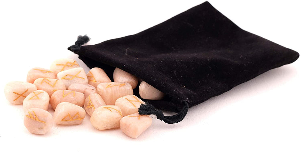 Healing Crystals - Peach Moonstone Rune Crystal Stone Set