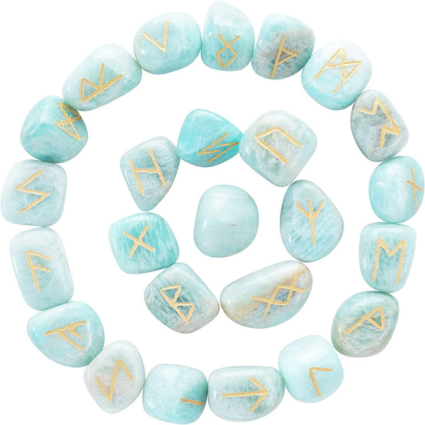 Amazonite Tumbled Rune Stone Set