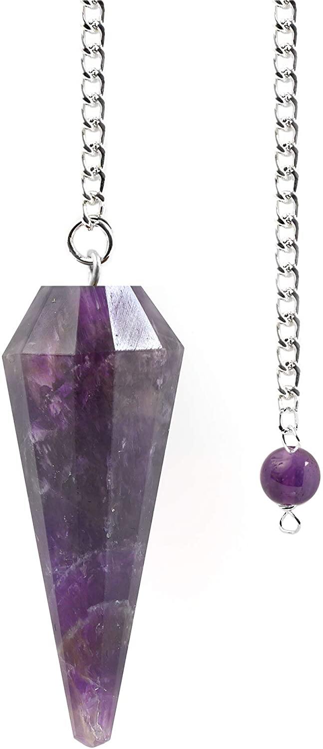 Healing Crystals - Amethyst 6 Faceted Pendulum