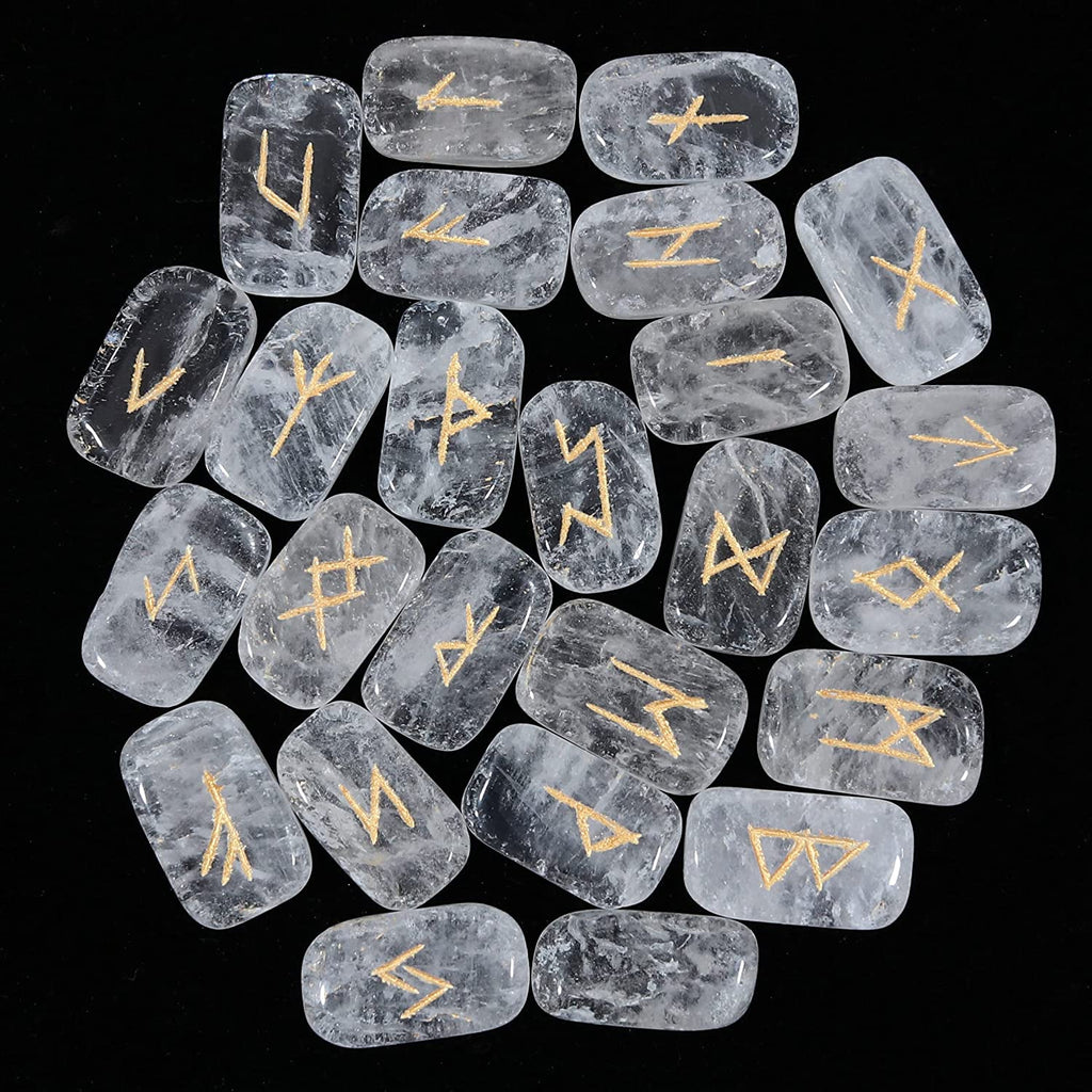 Crystal Quartz Square Rune Stone Set