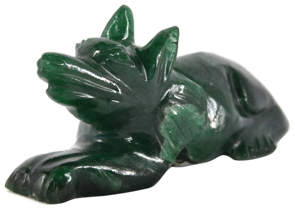 Dark Green Aventurine Dog Figurine
