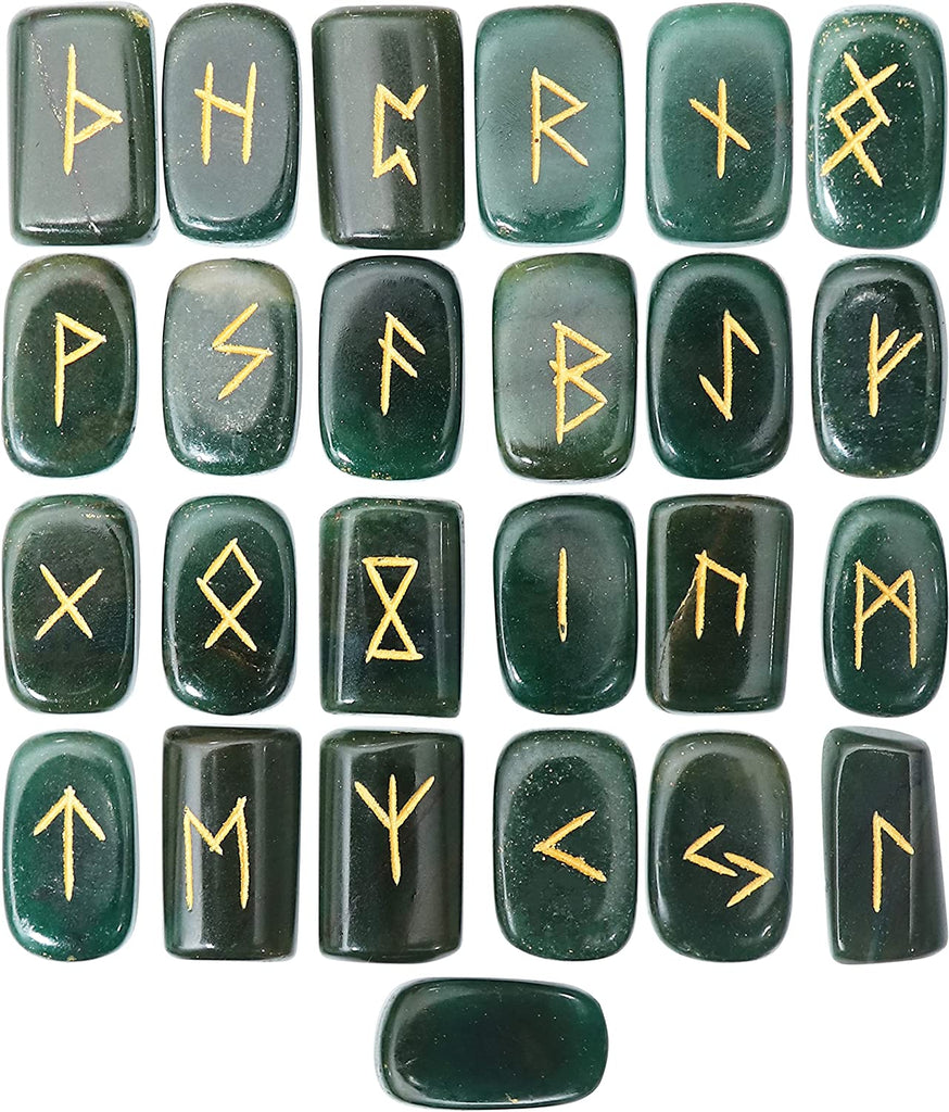 Green Aventurine Square Rune Stone Set