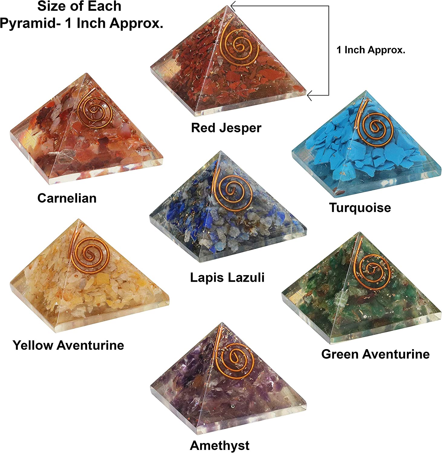 Seven Chakra Orgone Pyramid Set