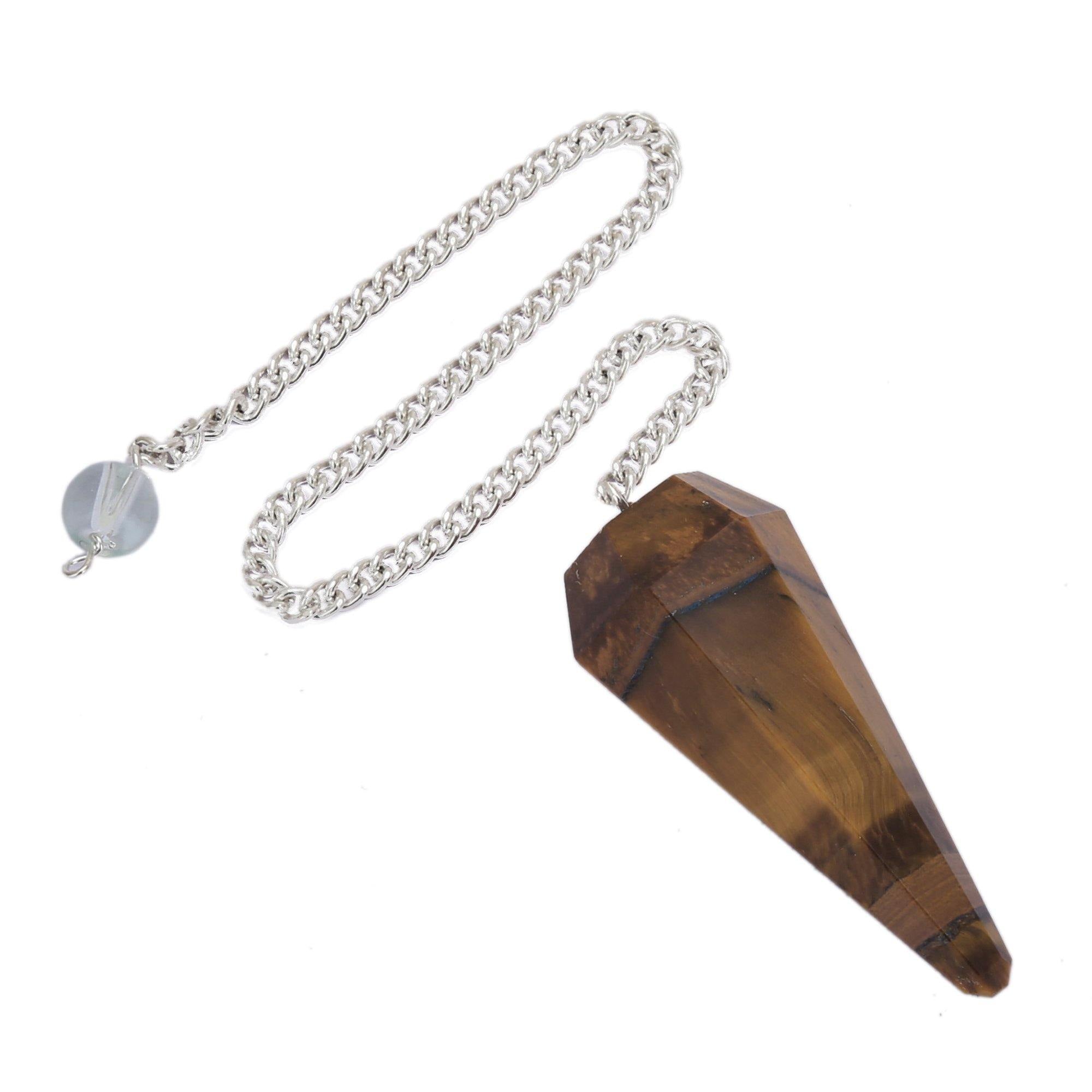 Healing Crystals India | Wholesale Tiger Eye 6 Faceted Pendulum