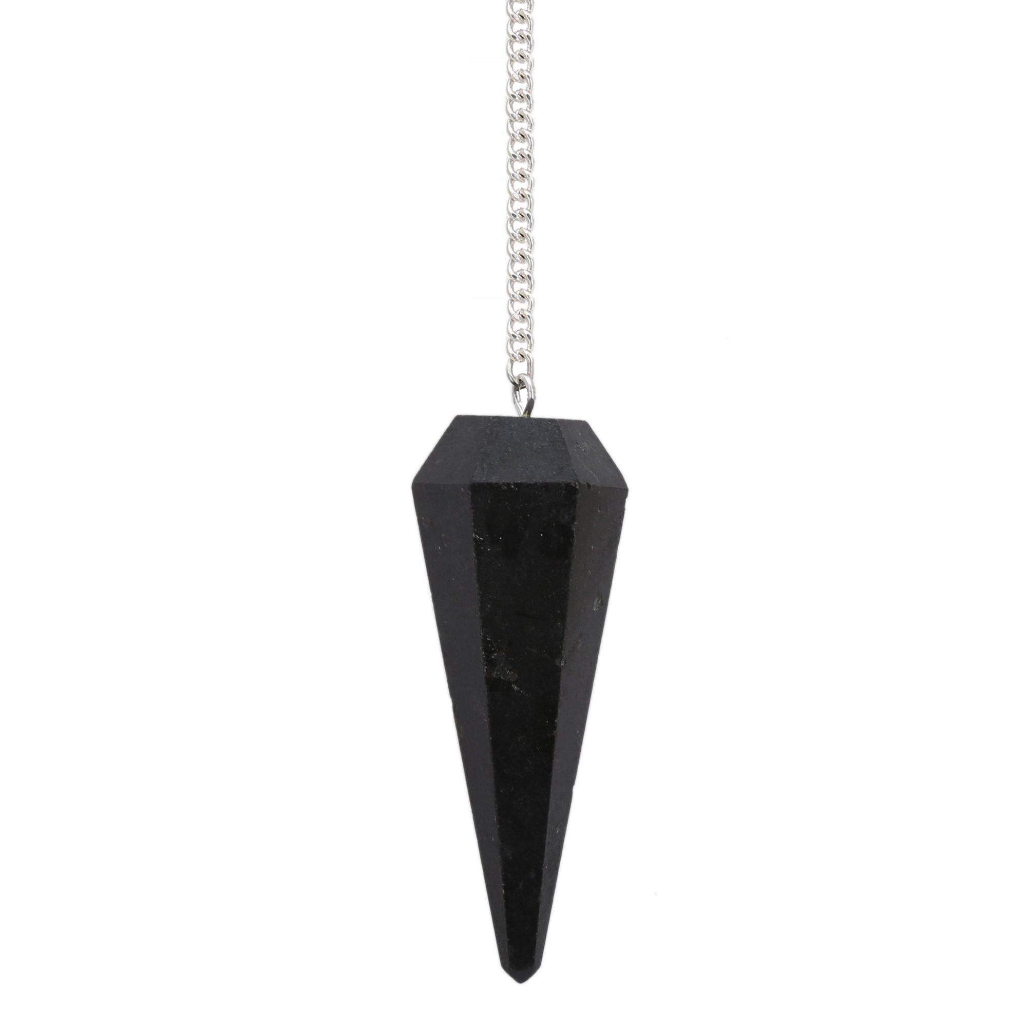 Healing Crystals - Wholesale Black Tourmaline 6 Faceted Pendulum