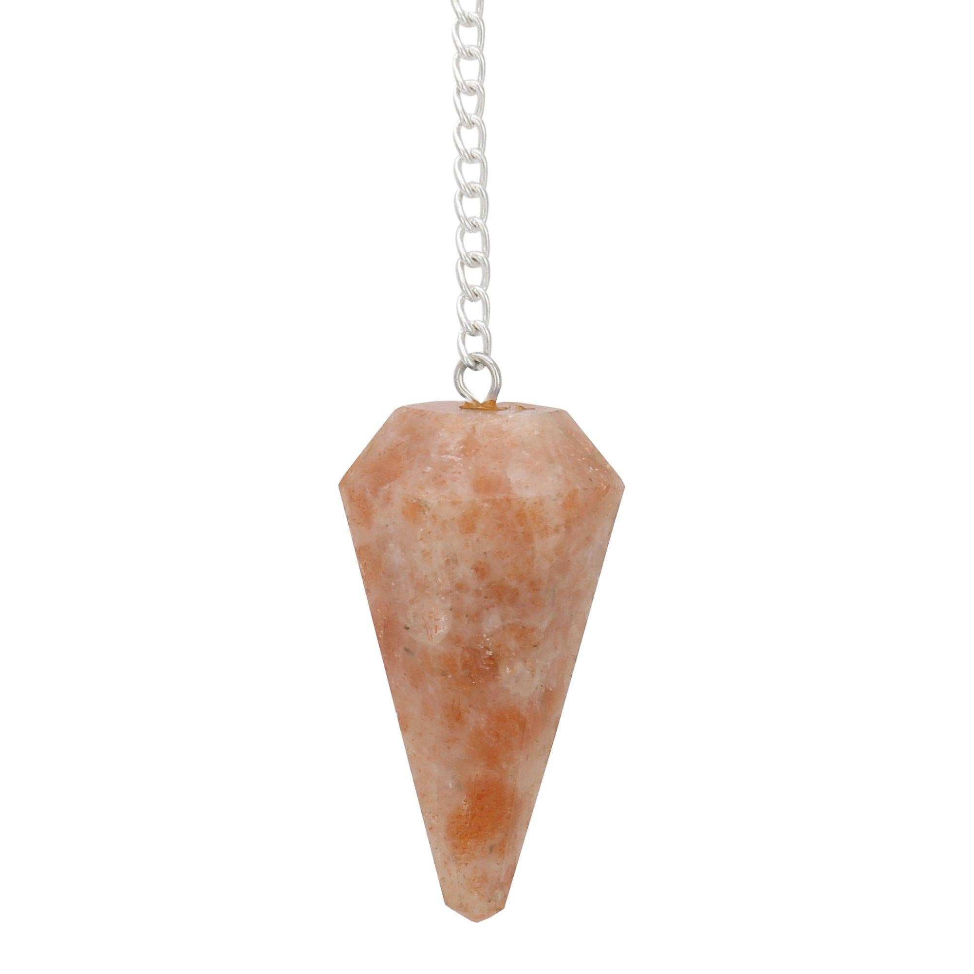 Healing Crystals - Wholesale Sunstone 6 Faceted Pendulum