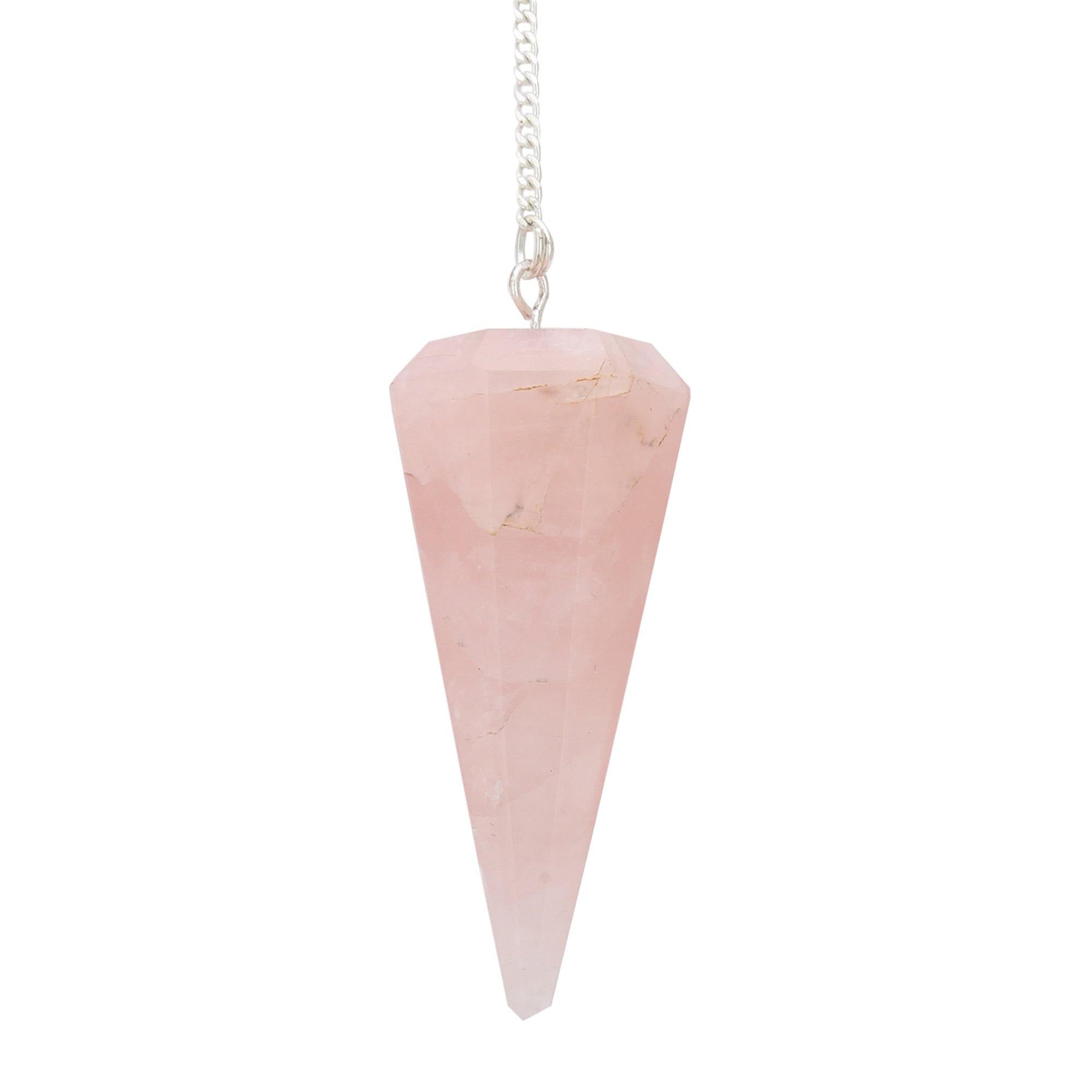 Healing Crystals - Crystal Rose Quartz 6 Faceted Pendulum At Wholesale Price