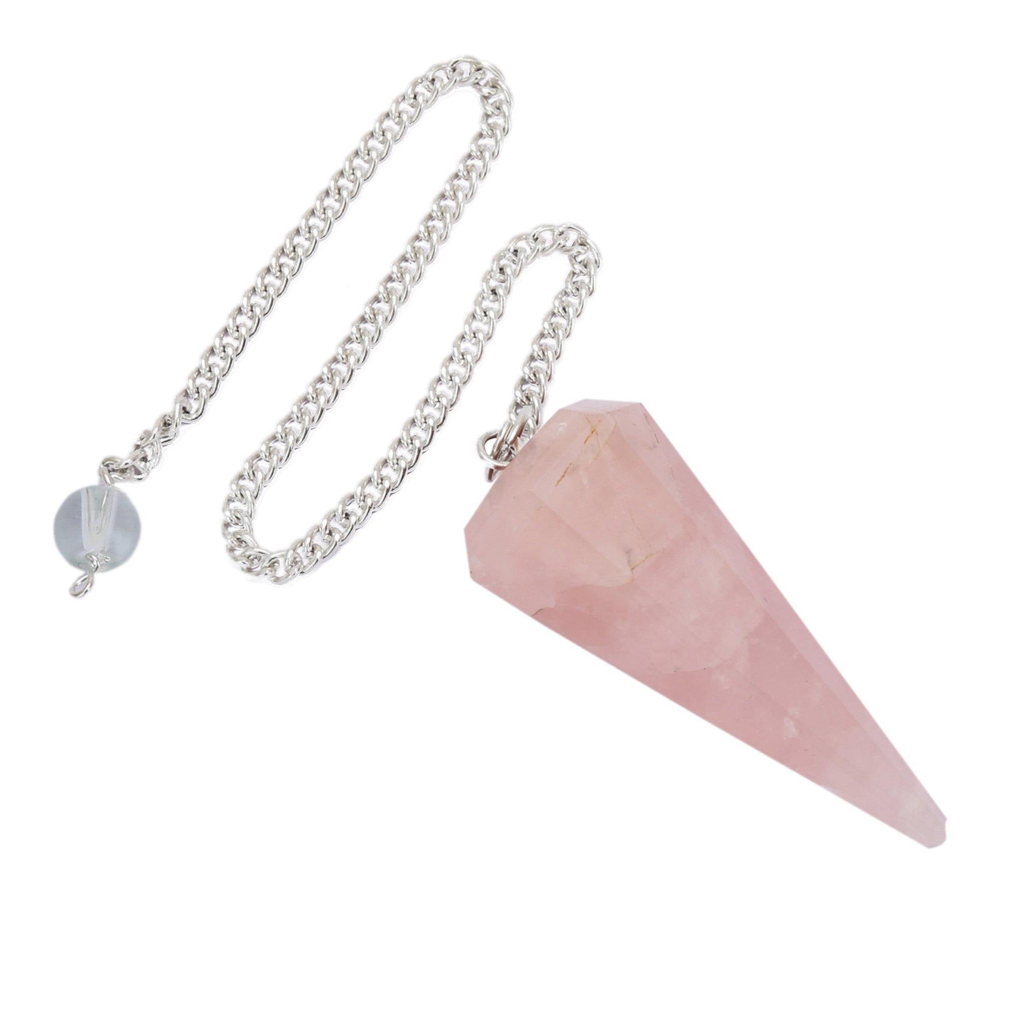 Healing Crystals - Crystal Rose Quartz 6 Faceted Pendulum At Wholesale Price