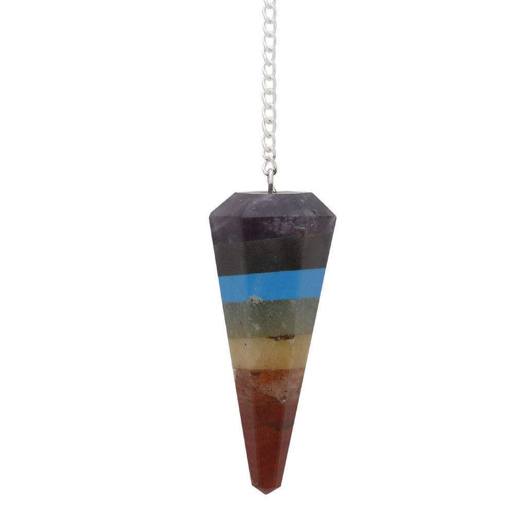 Healing Crystals - Wholesale Seven Chakra 6 Faceted Pendulum