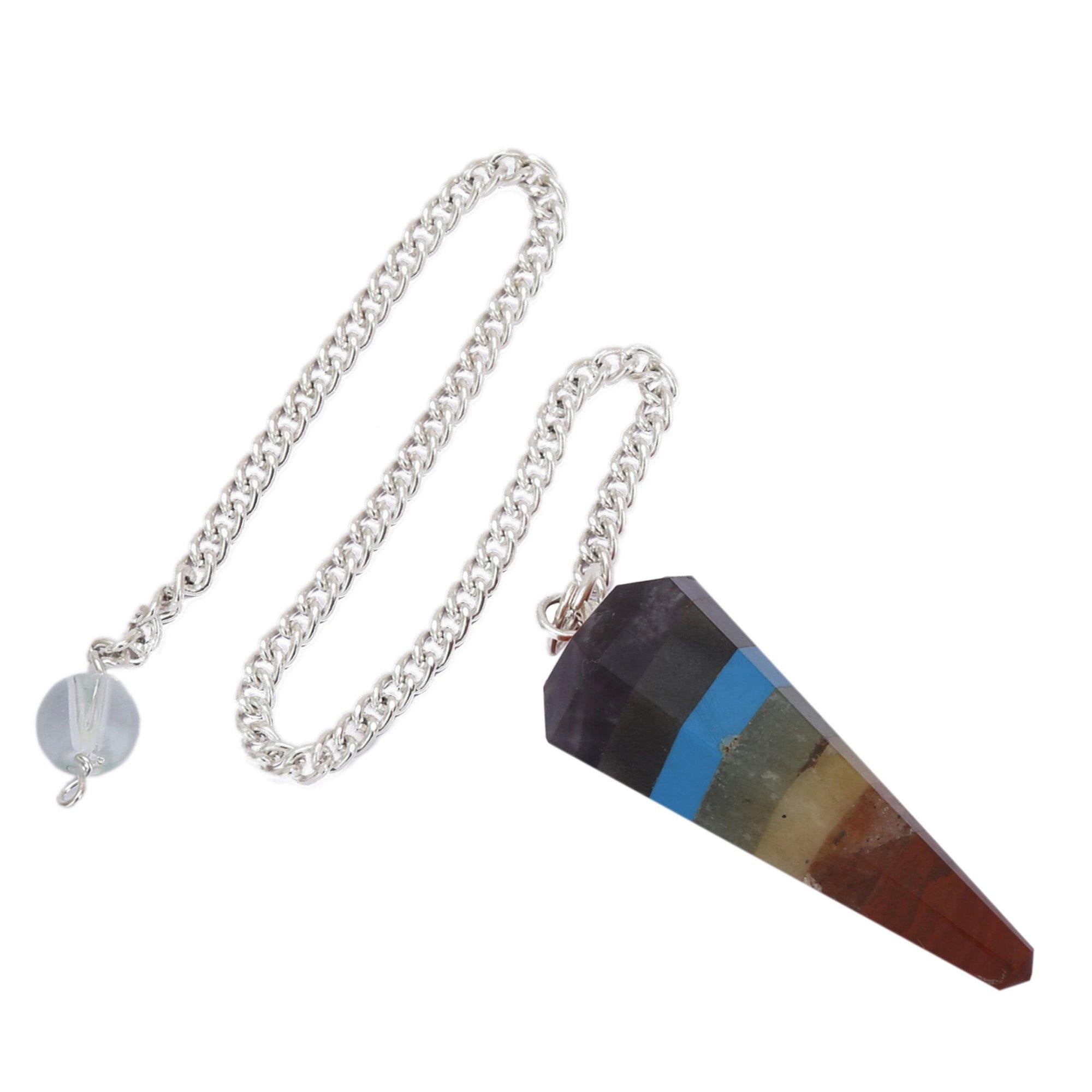 Healing Crystals - Wholesale Seven Chakra 6 Faceted Pendulum