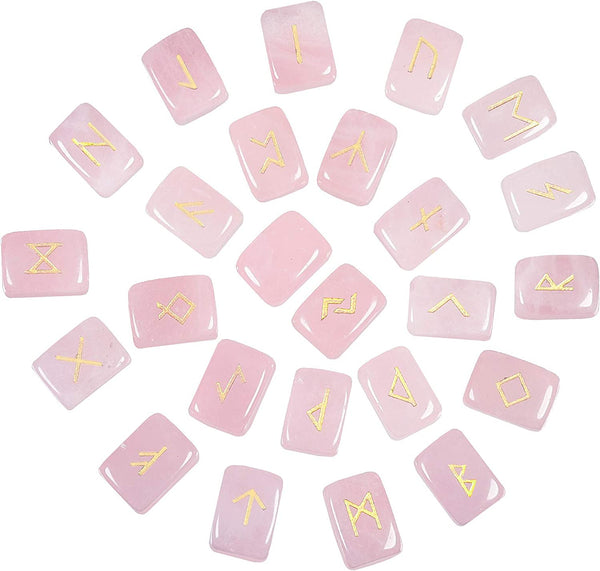 Rose Quartz Square Rune Stone Set